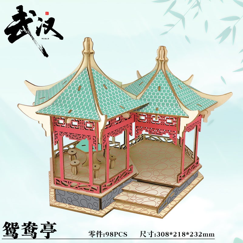 Ancient Style Architecture Wuhan Yangtze River Bridge Diy Wooden Assembly Model Handmade 3D Stereo Puzzle Customization ‌ - Image 1